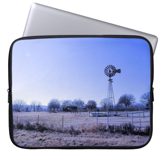 Farm with Windmill Laptop Sleeve (Front)