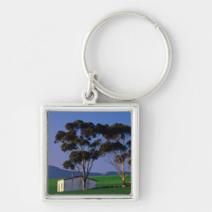 Farm Worker's Cottage And Wheat Fields, Overberg Keychain