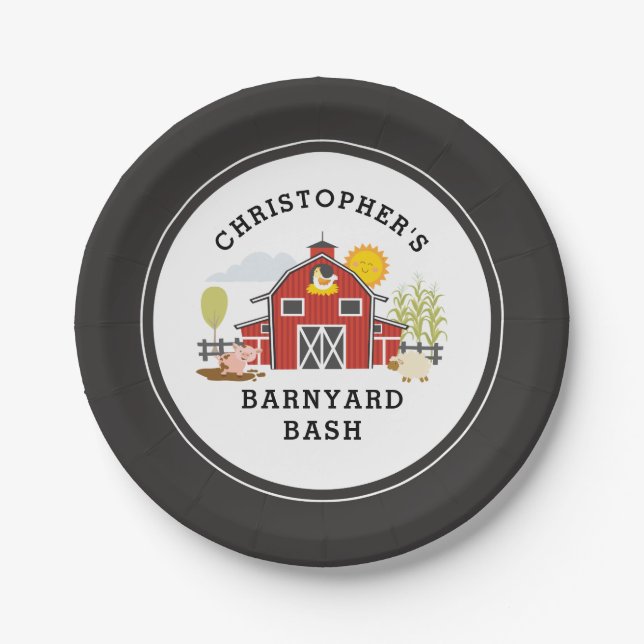 Farm Yard Barn Paper Plate (Front)