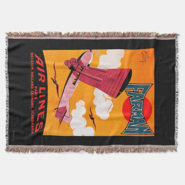 Farman Brothers Airlines F-170 Monoplane Poster Throw Blanket (Front)