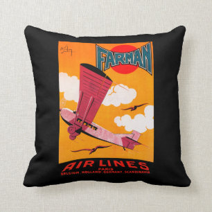 Farman Brothers Airlines F-170 Monoplane Poster Throw Pillow