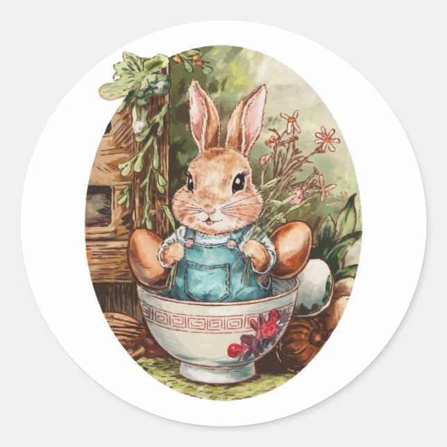 Farmcore Ramen Bunny Classic Round Sticker (Front)