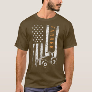 Farmer American Flag Design Farm Farming  T-Shirt