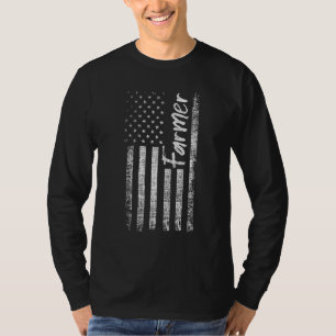 Farmer American Usa Flag Rancher Farming 1 T-Shirt