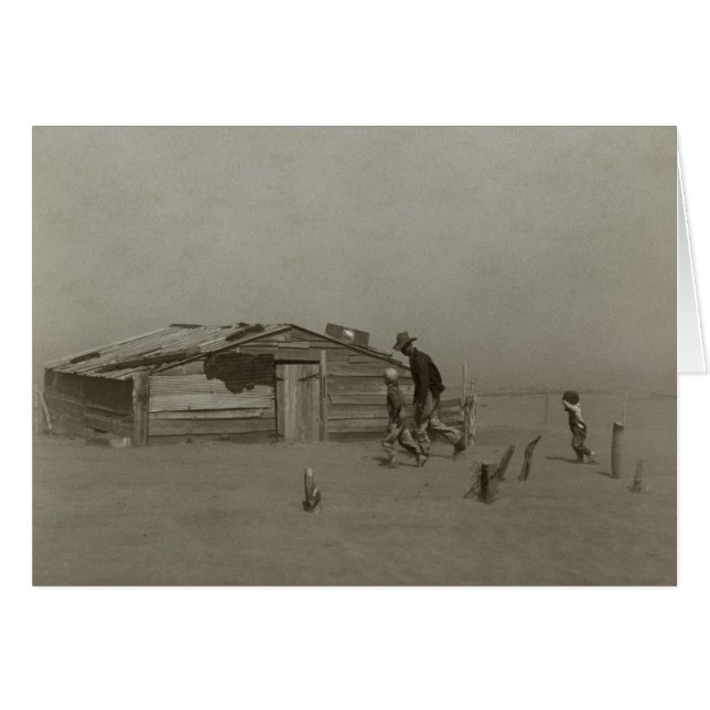 Farmer and Sons Walking in a Dust Storm (Front Horizontal)