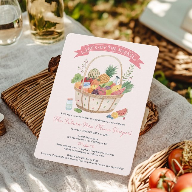 Farmer Basket Off the market floral bridal shower Invitation (Farmer Basket Off the market floral bridal shower Invitation)