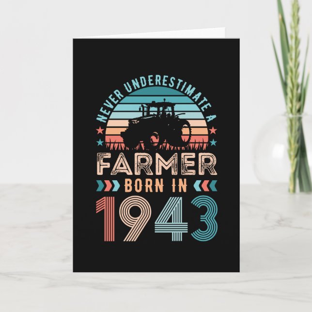 Farmer born 1943 80th Birthday Farming Gift Retro Card (Front)
