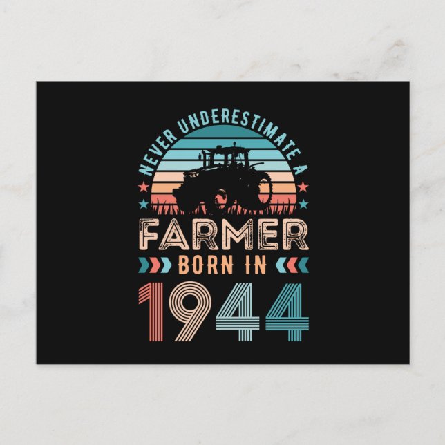 Farmer born 1944 80th Birthday Farming Gift Retro Postcard (Front)