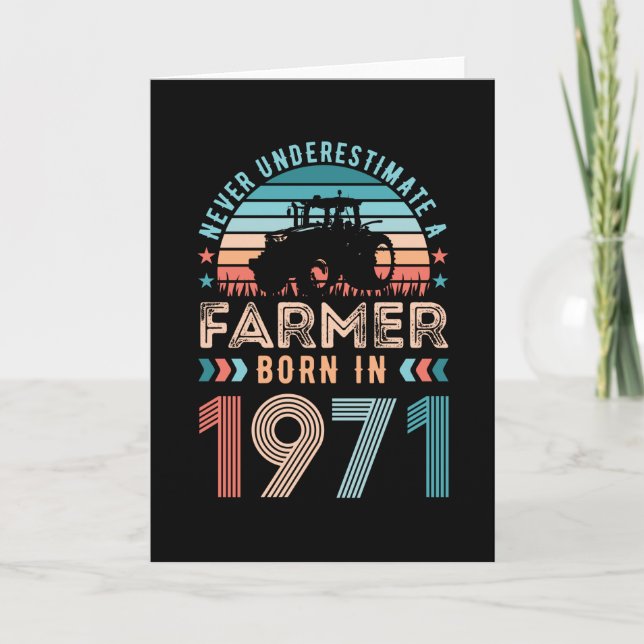 Farmer born 1971 50th Birthday Farming Gift Retro Card (Front)