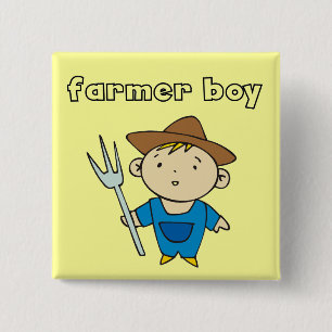 Farmer Boy Tshirts and Gifts 2 Inch Square Button