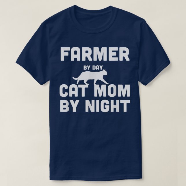 Farmer By Day Cat Mom By Night T-Shirt (Design Front)