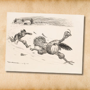 Farmer Chasing Turkey - William Walker Postcard