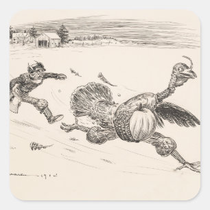 Farmer Chasing Turkey - William Walker Square Sticker