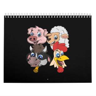 Farmer Cute Pig Sheep Cow Chicken Gift Calendar