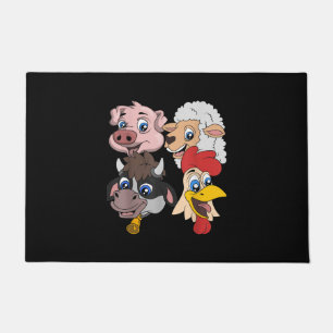 Farmer Cute Pig Sheep Cow Chicken Gift Doormat