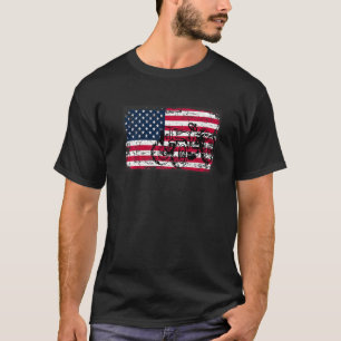 Farmer Dad Tractors Usa Flag Patriotic Farming Men T-Shirt
