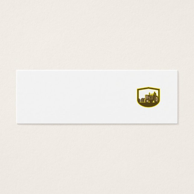 Farmer Driving Tractor Plowing Farm Shield Retro (Front)
