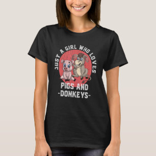 Farmer Farm Animal  Girls Women Farming Donkey Pig T-Shirt