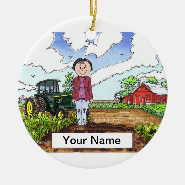Farmer - Female Ceramic Ornament (Front)