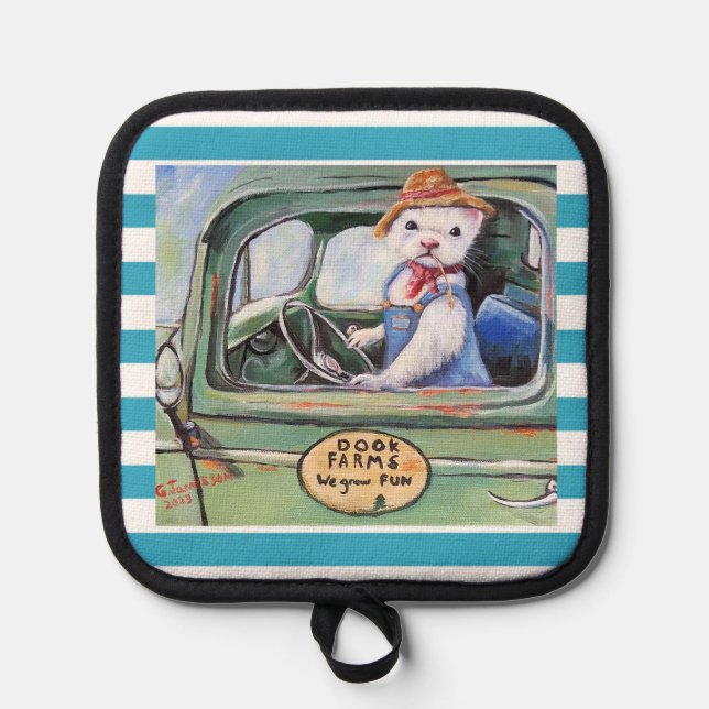Farmer Ferret Oven Mitts & Pot Holders (Front)