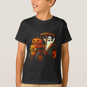 Farmer Ghost Tractor Pumpkin Soky Season Halloween T-Shirt