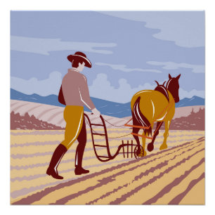 Farmer in Palouse Eastern Washington State WPA Art Poster