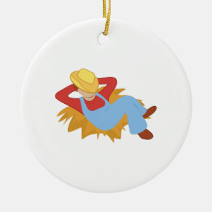 Farmer Man Ceramic Ornament