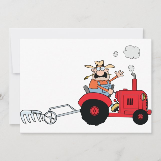 Farmer On A Tractor Invitations (Front)