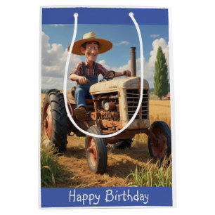 Farmer on Tractor Medium Gift Bag