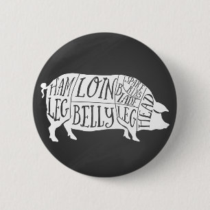 farmer pig pork butcher meat cuts art small holder 2 inch round button