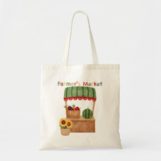 Farmer’s Market Tote Bag Cute Veggie Stand 