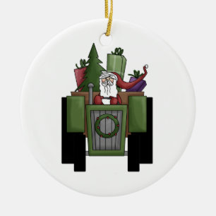 Farmer Santa Ceramic Ornament