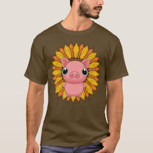 Farmer Sunflower Piglet Farm Animal Farming Cute P T-Shirt