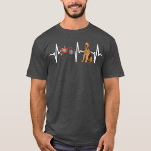Farmer Tractor Airedale Terrier Heartbeat Dog Love T-Shirt