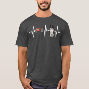 Farmer Tractor Border Collie Heartbeat Dog Lover T-Shirt