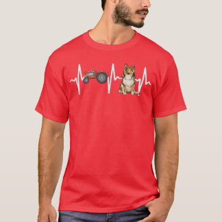 Farmer Tractor Collie Heartbeat Dog Lover  T-Shirt