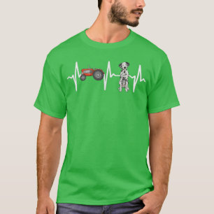 Farmer Tractor Dalmatian Heartbeat Dog Lover T-Shirt