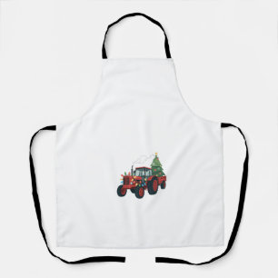 Farmer Tractor Xmas Lighting Tractor Christmas Apron