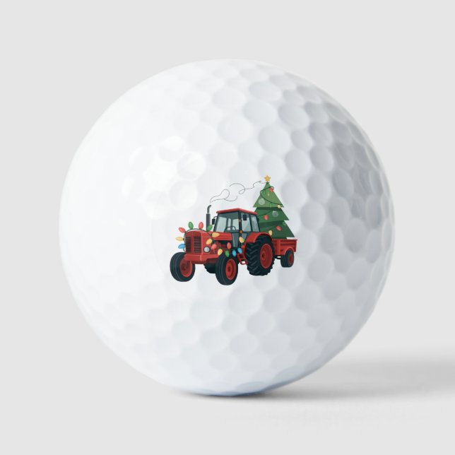 Farmer Tractor Xmas Lighting Tractor Christmas   Golf Balls (Front)