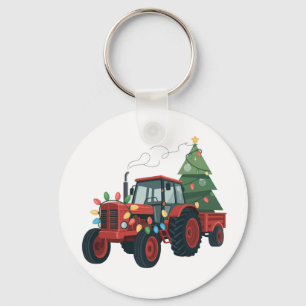 Farmer Tractor Xmas Lighting Tractor Christmas   Keychain