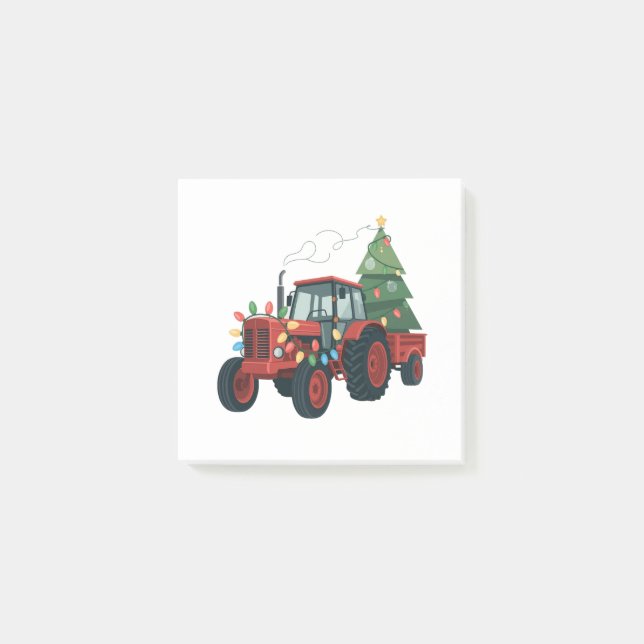 Farmer Tractor Xmas Lighting Tractor Christmas   Post-it Notes (Front)