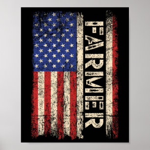 Farmer Tractors Usa American Flag Patriotic Farmin Poster