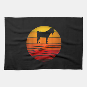 Farmer Vintage Retro Sunset Funny Farm Animal Goat Kitchen Towel