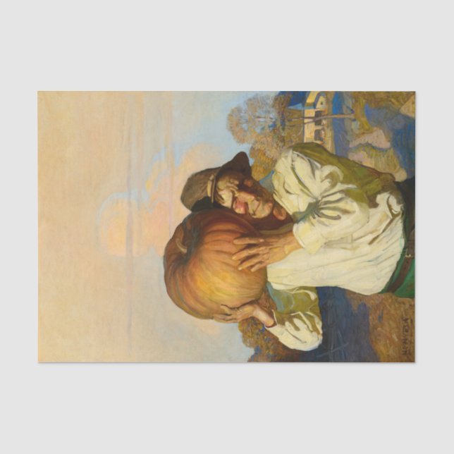 Farmer with Pumpkin by Newell Convers Wyeth Tissue Paper (Front)