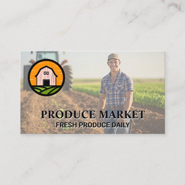 Farmer Working on Cropps | Tractor Business Card (Front)