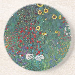 Farmergarden w Sunflower by Klimt, Vintage Flowers Coaster