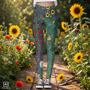 Farmergarden w Sunflower by Klimt, Vintage Flowers Leggings