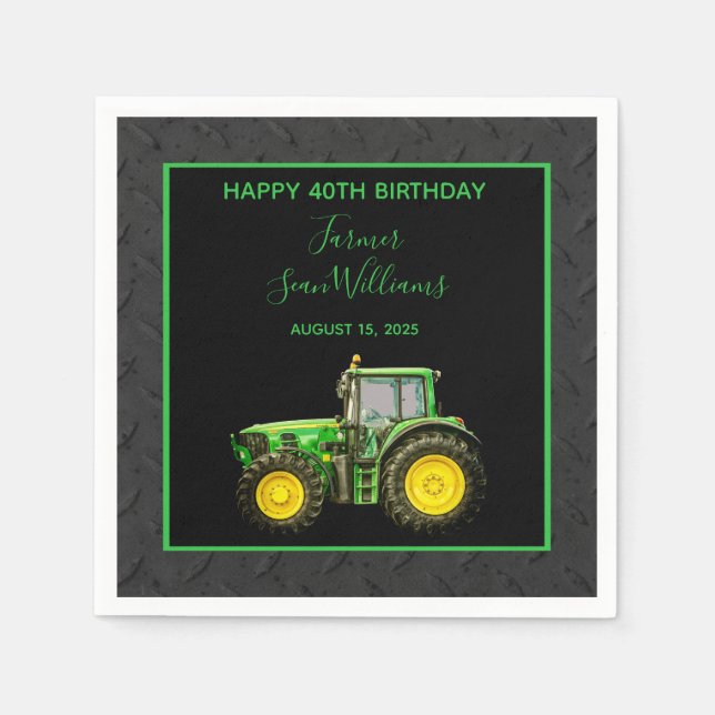 Farmer's 40th Birthday Party Napkin (Front)
