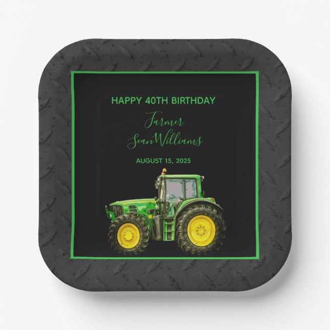 Farmer's 40th Birthday Party Paper Plate (Front)