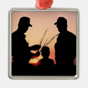 Farmers and Sunset Metal Ornament